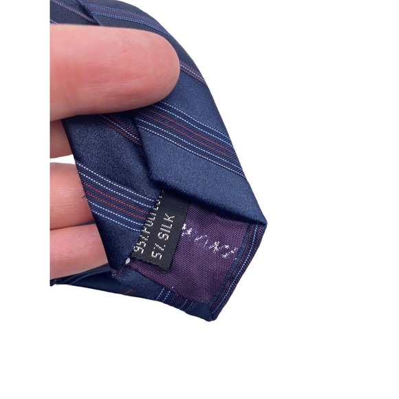 Vintage Bronzini Tie Textured Stripe Blue Horse Unicorn Logo Rockabilly 60s 70s - Picture 7 of 8